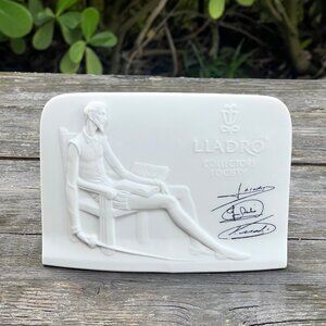 Vintage Lladro 1985 Plaque Collectors Society Signed Don Quixote Shell Bisque